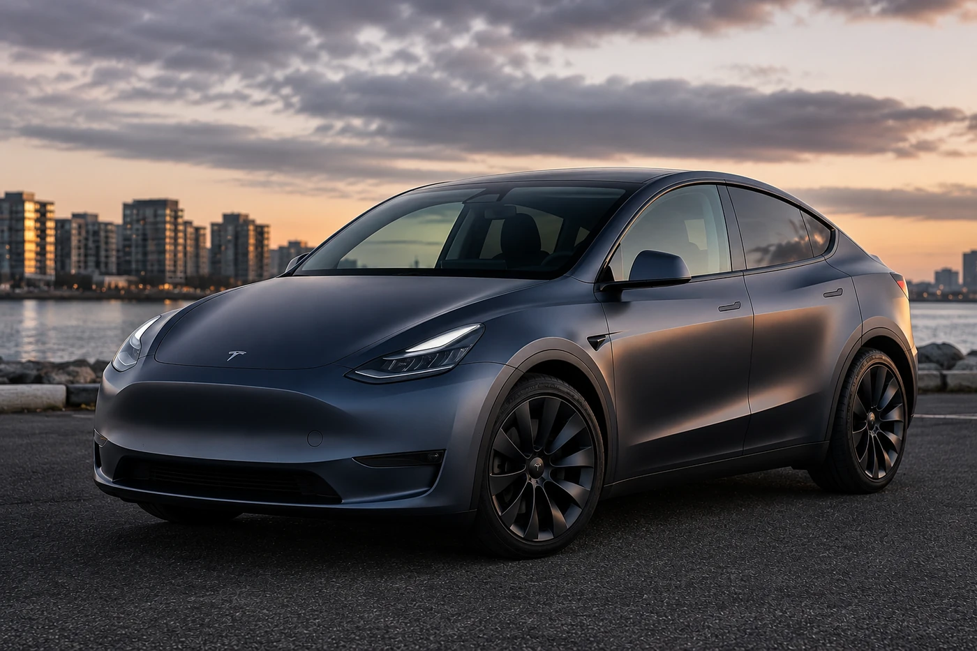 Satiinipintaiseksi yliteipattu Tesla Model Y -esimerkkikuva